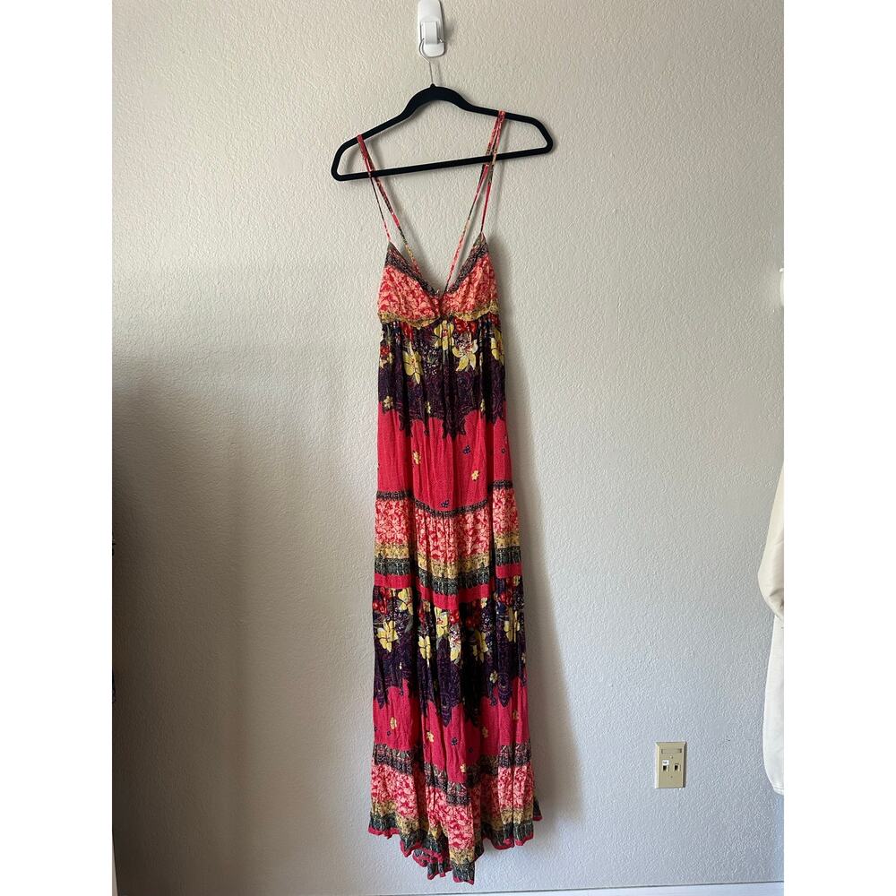 Free People Give A Little Boho Maxi Dress Floral in Pink Multi Size Medium - Picture 2 of 9